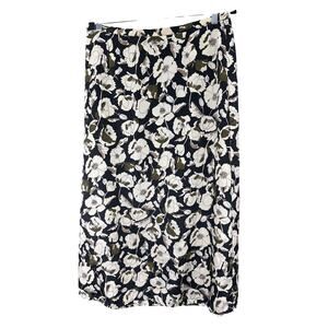 Sag Harbor Black Cream Floral Circle Skirt Large Vintage Peony Little Women
